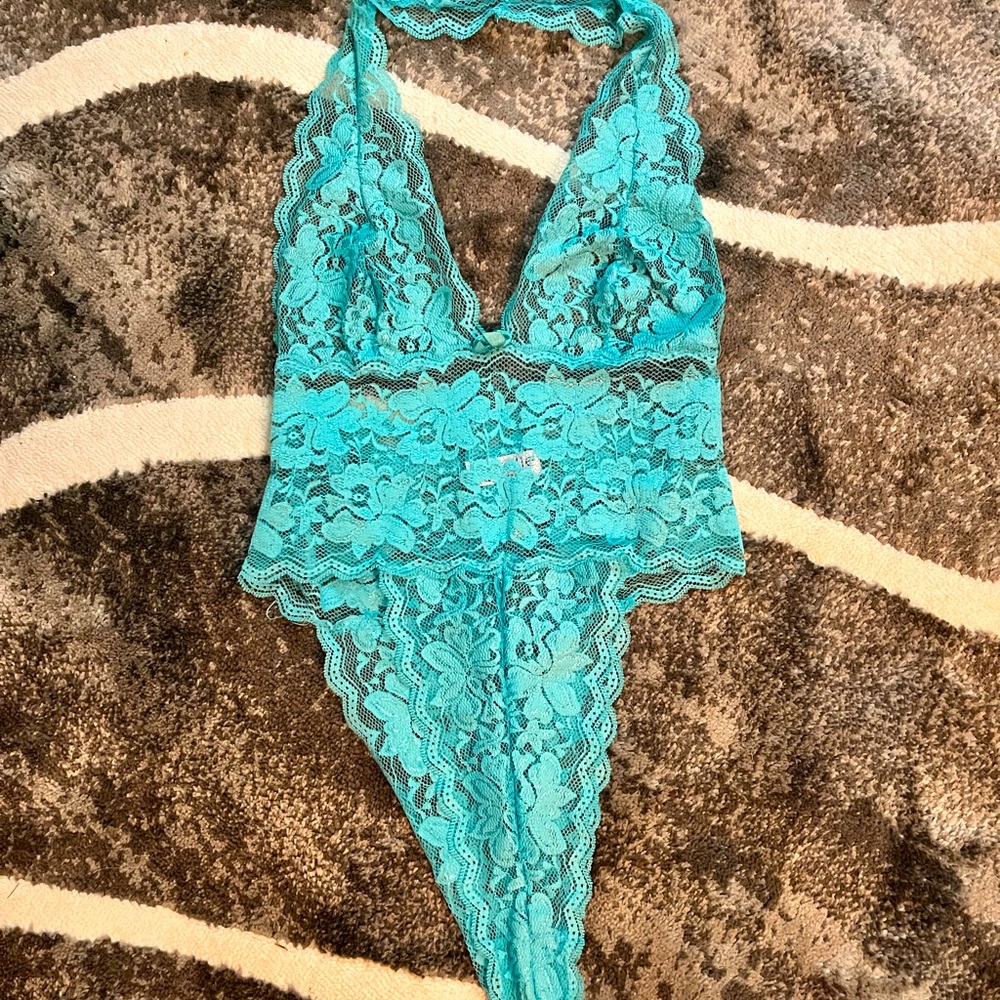 Blue Lace High Cut Lingerie NWOT